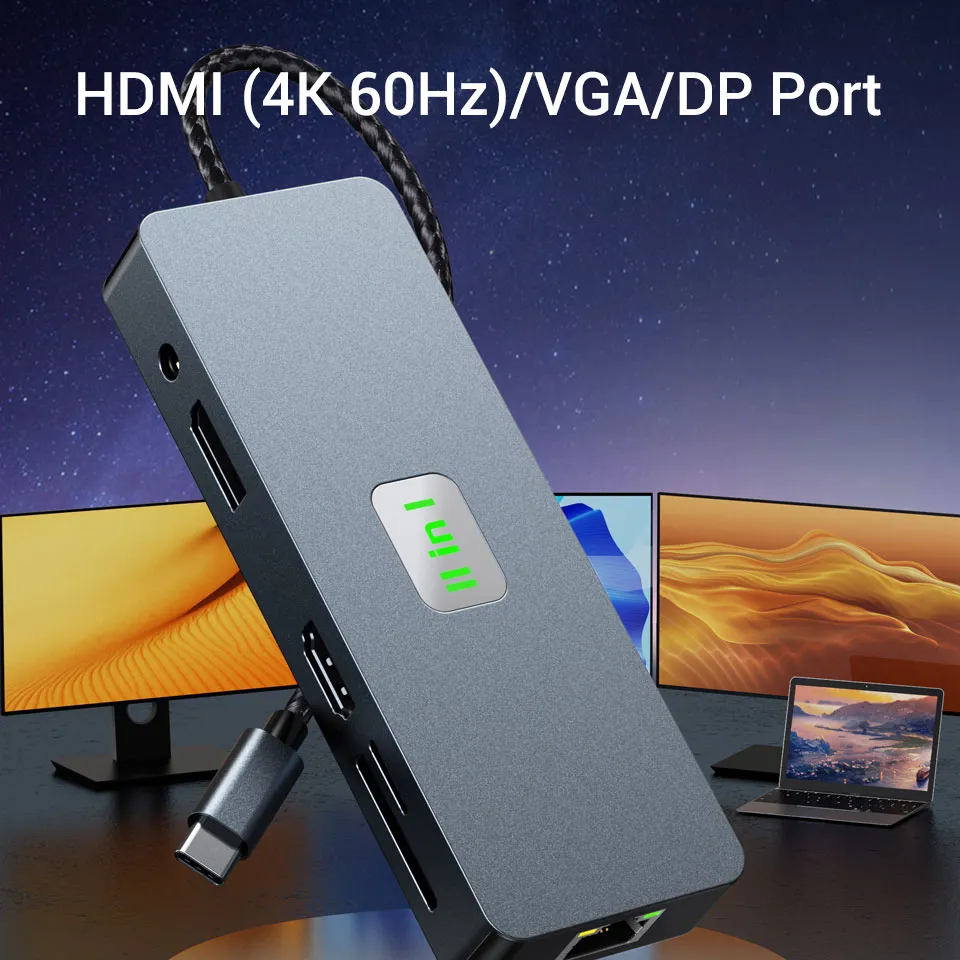 YiLing 2309 11 in 1 USB C Hub hdmi 4k