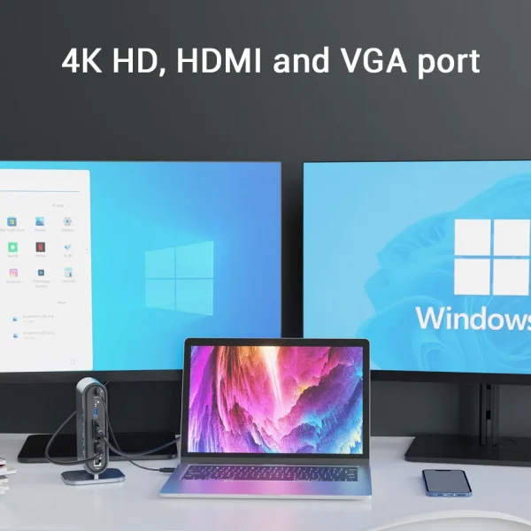 YL-2201 12 in 1 USB C Hub 4K hdmi vga