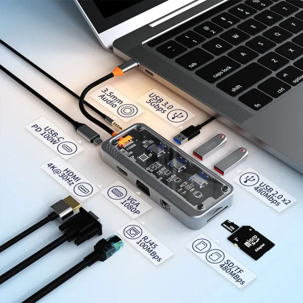 YL-SW10V 10 in 1 USB C HUB